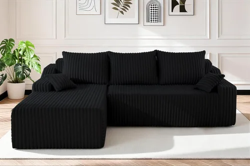 Miniatura 9 de HABUTWAY Sofá modular modular de 101 pulgadas con asiento profundo, moderno sofá convertible en forma de L, sofá tapizado con diván para sala