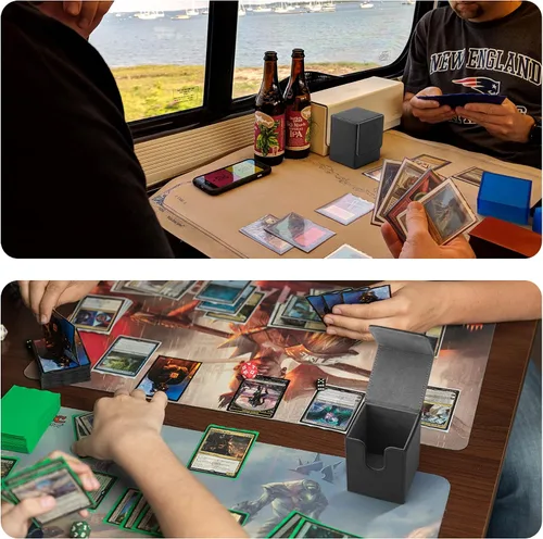 Miniatura 6 de Caja de cubierta TCGUARD para almacenamiento de cartas MTG, con capacidad para 100 o más cartas con funda individual, forro de microfibra y caja
