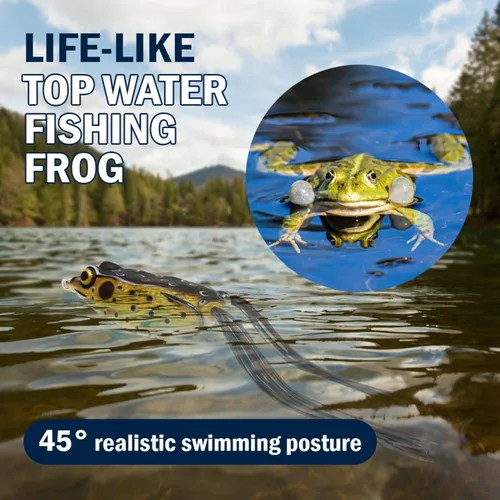 Miniatura 2 de Reaction Tackle Ranas de cuerpo hueco para pesca de lubina, señuelo ultra realista sin malas hierbas para lubina, cabeza de serpiente, lucio y más