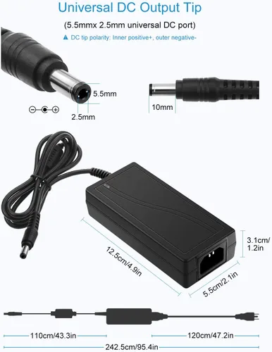 Miniatura 3 de ALITOVE 5V 5A Adaptador Convertidor de Fuente de Alimentación AC a DC 5.5x2.5mm Enchufe AC 100V~240V Entrada para Tira de Luz LED de Píxeles WS2812B