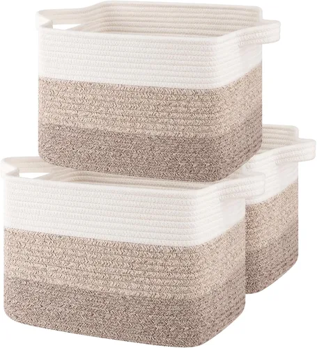 Miniatura 11 de OIASKET Cesta de almacenamiento para organizar, cestas tejidas para almacenamiento, cestas decorativas rectangulares para shleves, armario
