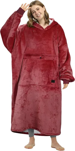 Miniatura 14 de Catalonia Sudadera extragrande tipo manta con capucha, sudadera de sherpa portátil para adultos, hombres y mujeres