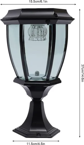 Miniatura 2 de Lámpara solar LED para poste de entrada, valla de entrada, farol al aire libre, para el hogar, jardín, patio, 6000 lúmenes (negro)