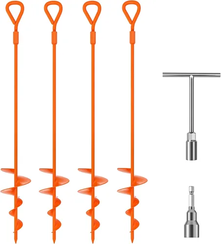 Miniatura 12 de Phopich Anclaje de Tierra Largo de 18 pulgadas/30 pulgadas, Anclajes de Tierra de Servicio Pesado Kit de Anclajes de Tierra Atornillables con Llave