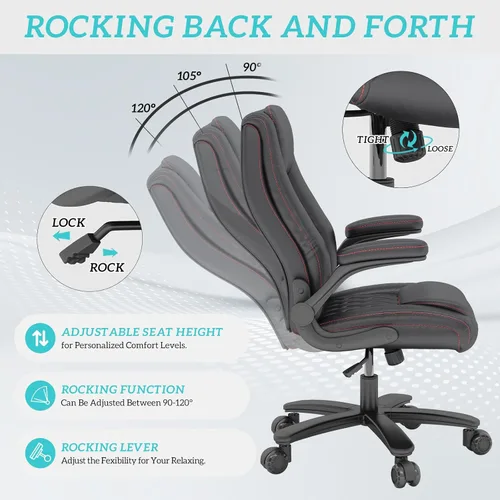 Miniatura 5 de GYI O205P - Silla de oficina ejecutiva de respaldo alto, silla de oficina grande y alta, 400 libras con ruedas de goma, sillas de escritorio