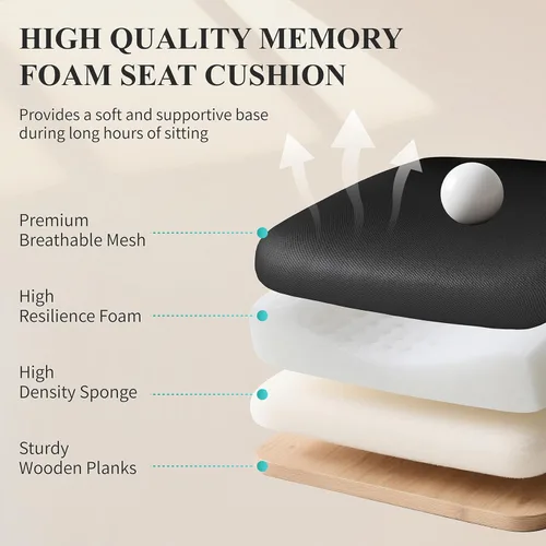 Miniatura 6 de Flysky Silla de oficina de malla, sillas ergonómicas de escritorio para computadora para oficina en casa, con reposabrazos abatibles