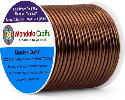 Miniatura 20 de Mandala Crafts - Alambre de aluminio anodizado de 8 calibre para hacer joyas - 9.75 m de alambre flexible negro colorido - Flexible para bonsái