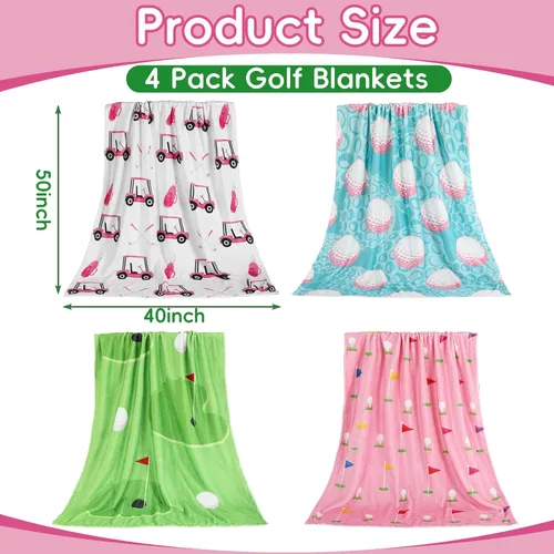 Miniatura 2 de Tegeme Manta de golf de 4 piezas, regalos para mujeres, accesorios divertidos de golf, regalos de franela suave para amantes del golf, jugadores
