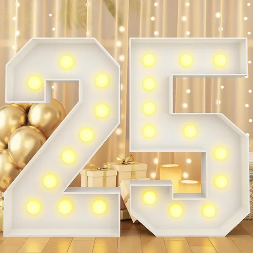 Miniatura 10 de Marco de marquesina de números luminosos de 4 pies con 20 números de mosaico para fiesta de cumpleaños de 20 años, cartón grande con ranuras