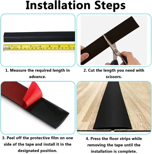 Miniatura 7 de Tira de transición de piso, 3.3-98.4 ft, impermeable, autoadhesiva, perfil de transición, tiras de cubierta de suelo, barra de puerta de vinilo