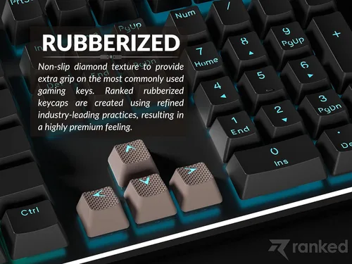Miniatura 3 de Conjunto de teclas de goma Ranked Doble disparo translúcido Perfil OEM para teclado mecánico de juegos (Café Cuarzo, 23 teclas)