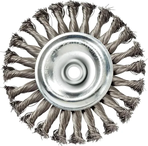 Mercer Industries 186540-5" x 1/2" x 5/8"-11 Rueda de alambre anudado, alambre de acero al carbono .020 Acero al carbono 0.020