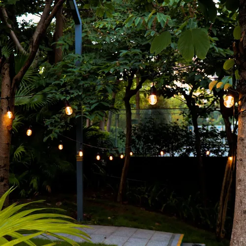 Miniatura 8 de GANA - Tira de luces LED para exteriores de 12V de bajo voltaje y segura, 48 pies, 15 bombillas inastillables, 2200K, luz blanca cálida
