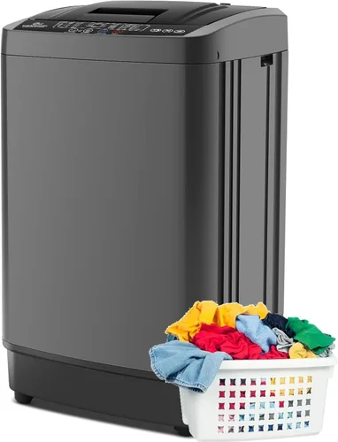 Nictemaw Lavadora portátil de 17.8 libras, 2.4 pies cúbicos completamente automática con bomba de drenaje, 10 programas y 8 niveles de agua,