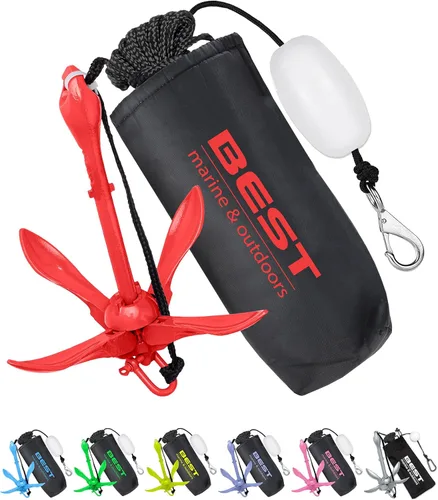 Miniatura 8 de Mejor marca marina y al aire libre Ancla para kayak, kit de sistema de anclaje de 3.5 libras para kayaks, canoas, tablas de paddle SUP y motos Azul