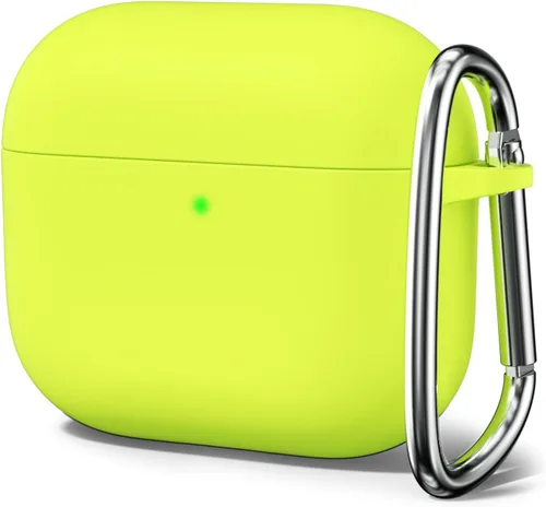 Miniatura 36 de Oakxco Funda de silicona para Airpods 3, bonita funda rígida femenina para Airpods de 3ª generación con llavero, gel de goma colorido suave de TPU