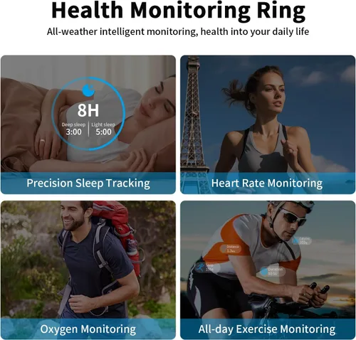 Miniatura 3 de Anillo inteligente, rastreador de actividad física para mujeres y hombres, contador de pasos, frecuencia cardíaca, oxígeno en sangre, calorías