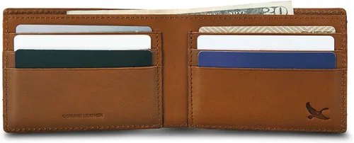 Miniatura 5 de Eddie Bauer Men's Rugged Leather Bifold Wallet Money Clip RFID Protection ID Window Genuine Leather EDC