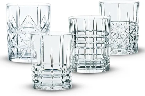 Nachtmann Highland - Vaso de whisky de 12 onzas (juego de 4), vaso de whisky de 4 pulgadas para whisky escocés, ron, licores, utensilios de bar