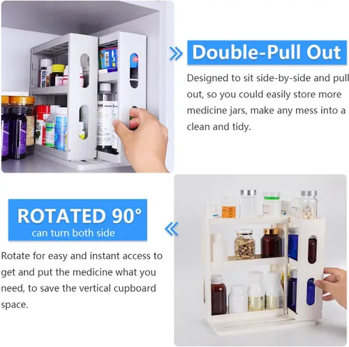 Miniatura 4 de Dutiplus Organizador de Medicinas 2 Estantes de Tres Niveles Gabinete Estante de Almacenamiento Organizador para Guardar Vitaminas, Suplementos