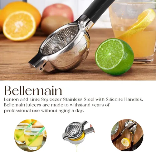 Miniatura 6 de Exprimidor de limón de acero inoxidable y prensa de lima, exprimidor manual de cítricos resistente y prensa de jugo de mano para limones, limas