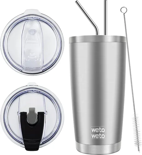 Miniatura 54 de WETOWETO - Vaso de viaje con aislamiento de 20 onzas, de acero inoxidable, con doble pared, a prueba de fugas, taza de café con revestimiento