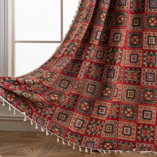 Miniatura 10 de ENJOYBRIDAL - 2 paneles de cortinas, florales, estilo bohemio, de granja, rústico o clásico, semitraslúcidas, con bolsillo para cortinero y borlas