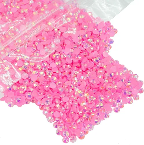 Miniatura 53 de qiipii - 5000 piezas, 4 mm, estrases AB de resina color aguamarina verde para manualidades, piedras de gel planas verde agua AB, gemas al por mayor