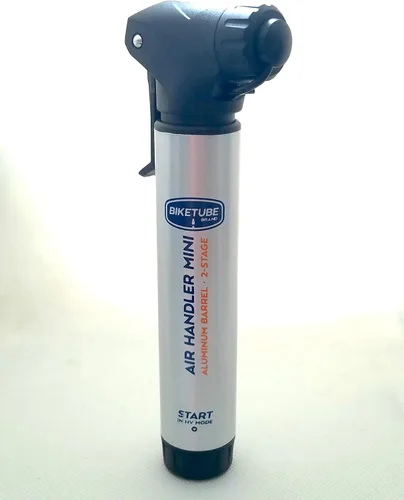 Miniatura 4 de Mini bomba de bicicleta con manipulador de aire de la marca BIKETUBE – Diseño de dos etapas con barril de aluminio – Compatible con válvulas Presta