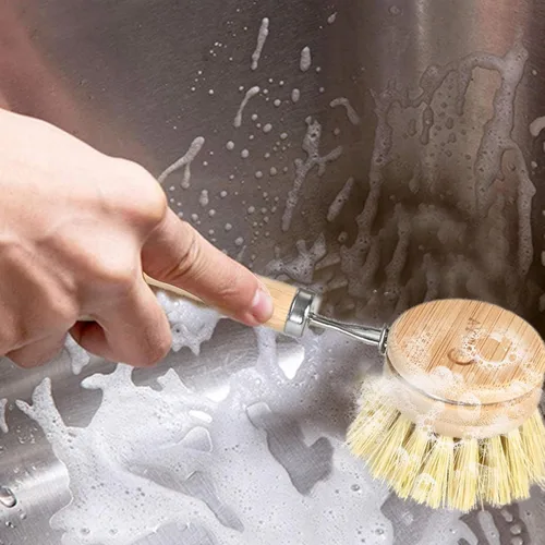 Miniatura 7 de Cepillo de bambú con mango – Cerda suave, cepillo vegetal no tóxico para alimentos, compostable y sostenible cepillo de cocina para platos, ollas