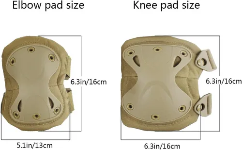 Miniatura 2 de Almohadillas Protectoras Tácticas de Combate para Rodilla y Codo para Juegos de Paintball CS al Aire Libre, Ciclismo, Seguridad, Equipo de Canela