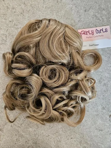 Miniatura 5 de Girly Curls Perfect Curls - Postizo de pelo de animadora rizado de 14 pulgadas para niñas jóvenes (girasol)