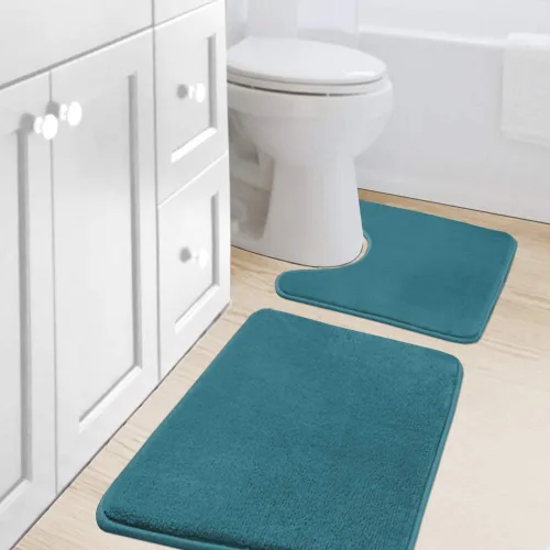 Miniatura 25 de H.VERSAILTEX Juego de tapetes de baño de espuma viscoelástica, juego de tapetes de baño de franela aterciopelada, lujosos, extra suaves y Gris
