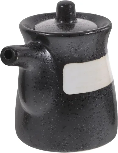 Angoily Botella de condimento de cerámica, dispensador de salsa de soja, dispensador de aceite de cerámica de loza de estilo japonés, recipiente de
