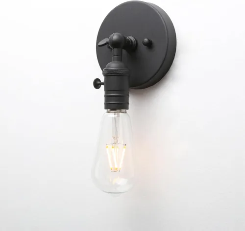 Pathson Lámpara de pared vintage, aplique de 1 luz con diseño de moldura de candelabro, lámpara de pared industrial, tapa base de metal giratoria de