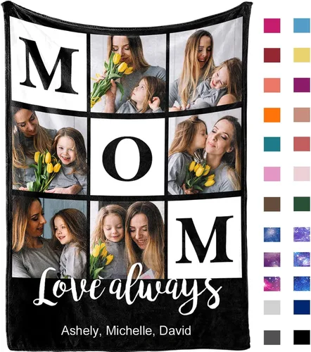 Miniatura 18 de Yofair Manta para el Día de la Madre, regalos para mamá, manta personalizada con imagen, manta personalizada para el Día de la Madre, regalos de 8