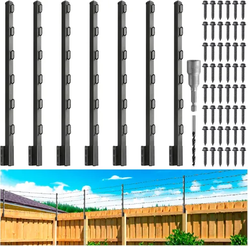 Miniatura 9 de Extensor de poste de valla, alambre de púas de 23.5 pulgadas, brazo extendido, para cercas exteriores para aumentar la altura, proteger