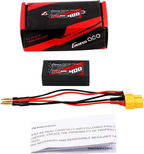 Miniatura 5 de Gens ace 400mAh 60C 7.6V HV Hardcase 2S Lipo Batería con XT-60 Plug (4Pcs)