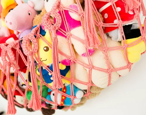 Miniatura 4 de Red grande para animales de peluche o hamaca para pared plana montada en la pared, hamaca de juguete de macramé hecha a mano, exhibición de felpa