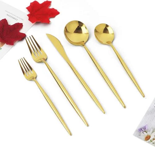 Miniatura 13 de JASHII Juego de cubiertos de 20 piezas, utensilios de acero inoxidable 18/10, servicio para 4, regalo de cubiertos resistentes, apto