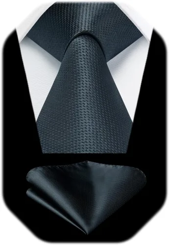 Miniatura 276 de HISDERN Conjunto de corbata a cuadros a cuadros pañuelo tejido clásico formal para hombre corbata y bolsillo cuadrado