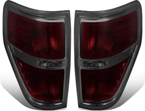 DNA MOTORING TL-ZTL-006-CHSM - Par de luces traseras de lente rojo ahumado compatibles con Ford F-150 2009-2014, sin enchufes de bombilla