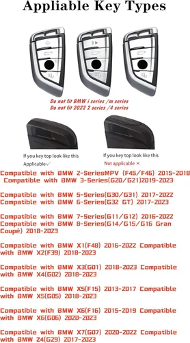 Miniatura 2 de Funda de Fibra de Carbono para Llavero Carcasa de Metal Compatible con BMW 5 6 7 Series X1 X2 X3 X5 X6 X7