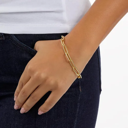 Miniatura 2 de Tienda Essentials Pulsera de eslabones de cadena gruesa chapada en oro o plata de 14 quilates de 7.5 pulgadas