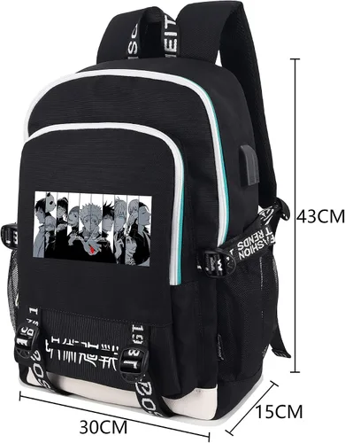 Miniatura 6 de Roffatide Mochila de anime para laptop con puerto de carga USB y puerto para auriculares, color negro