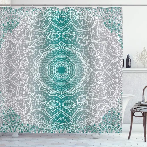 Miniatura 5 de Pingüino Shadow Fun cortina de ducha de tela con ganchos 69 x 70 pulgadas Azul pálido rosa pálido
