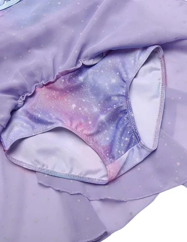 Miniatura 8 de Zaclotre Leotardos de gimnasia para niñas, con tirantes cruzados, brillantes vestidos de baile de ballet con espalda hueca y falda para disfraz