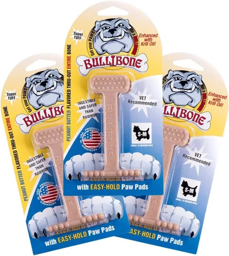 Miniatura 35 de Bullibone Juguete masticable de nailon para perros masticadores agresivos, hueso de higiene dental con sabor a tocino, juguetes duraderos