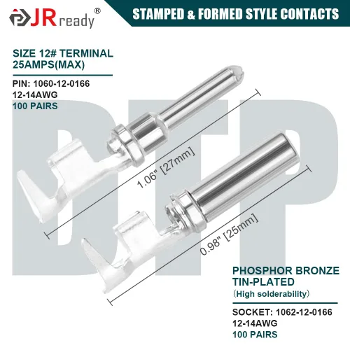 Miniatura 3 de JRready Deutsch - Kit de terminales de conector DTP tamaño 12, clavijas macho 1060-12-0166/enchufes hembra 1062-12-0166 contactos estilo barril