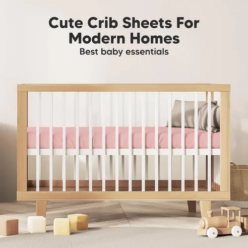 Miniatura 8 de KeaBabies Paquete de 2 sábanas orgánicas para cuna para niños y niñas, sábana bajera ajustable de 52 x 28 pulgadas, funda de algodón de jersey Rosa